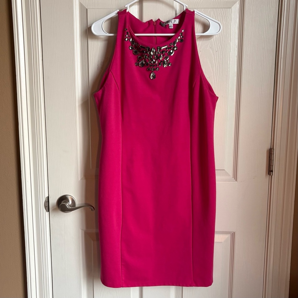JENNIFER LOPEZ Jewel Embellished Sheath Dress